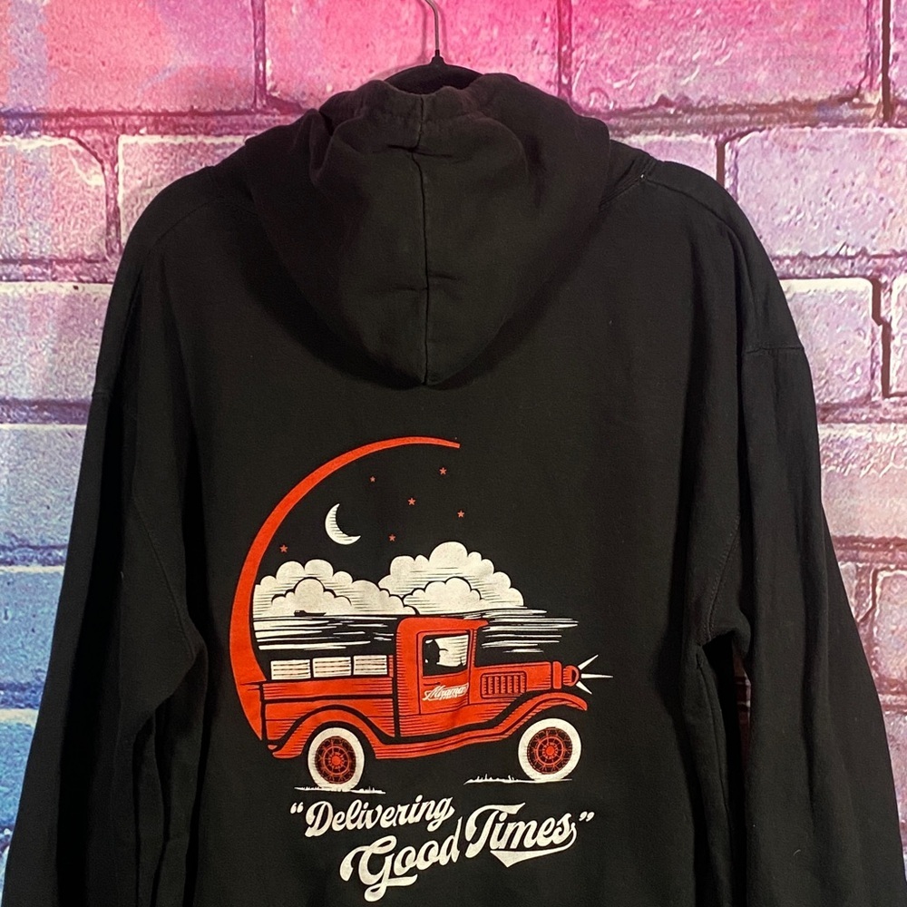 Just Hoods XL Black Graphic Hoodie Delivering Good Times Pullover Sweatshirt - Picture 9 of 15
